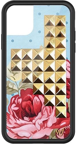Wildflower Estuches - Azul floral con funda pirámide dorada, compatible con iPhone 11  Flores, rosa, regalo, lindo, moderno - Protector negro