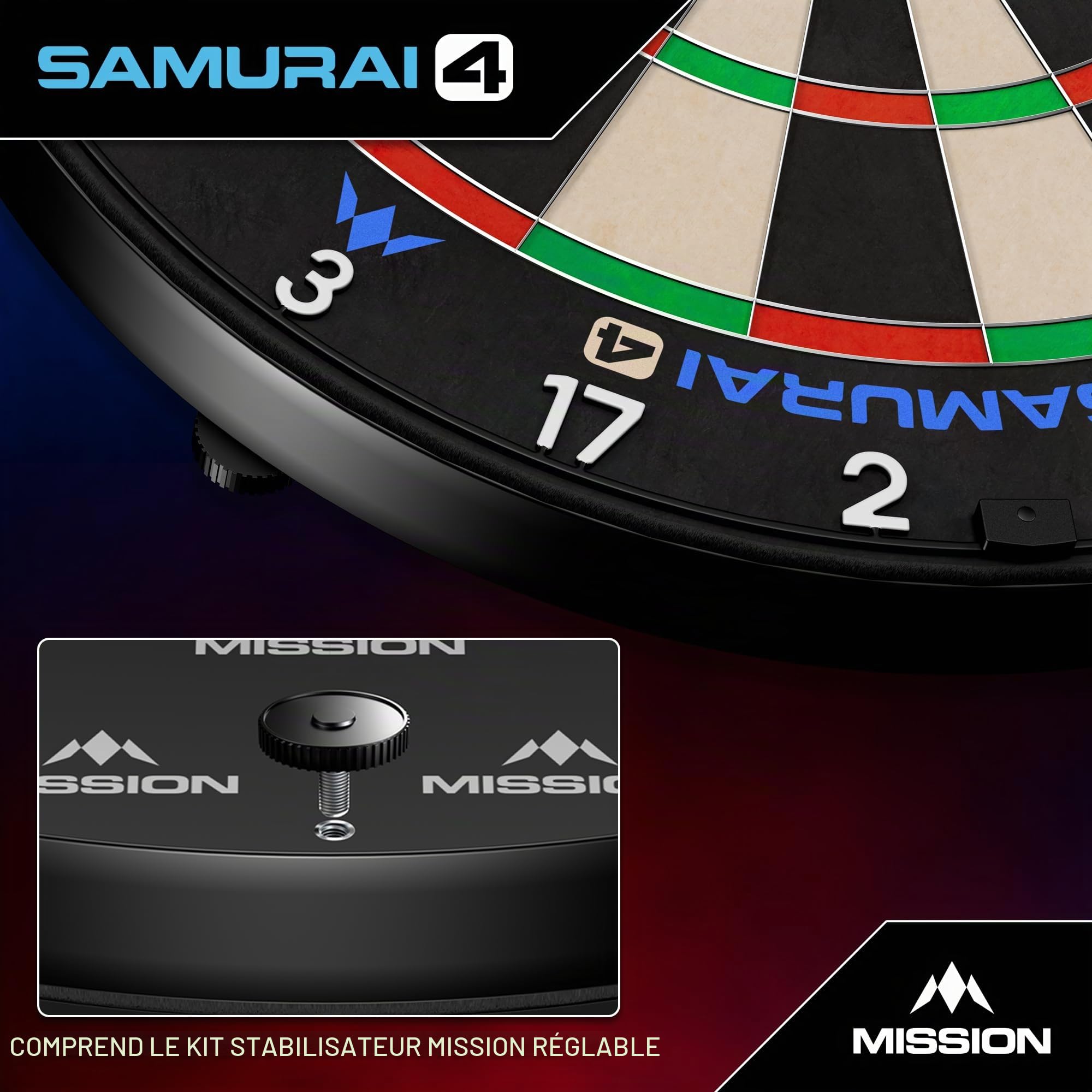 Mission Darts | Samurai 4 | Jeu de fléchettes professionnel | Fil de lame | Édition Spider Blanche