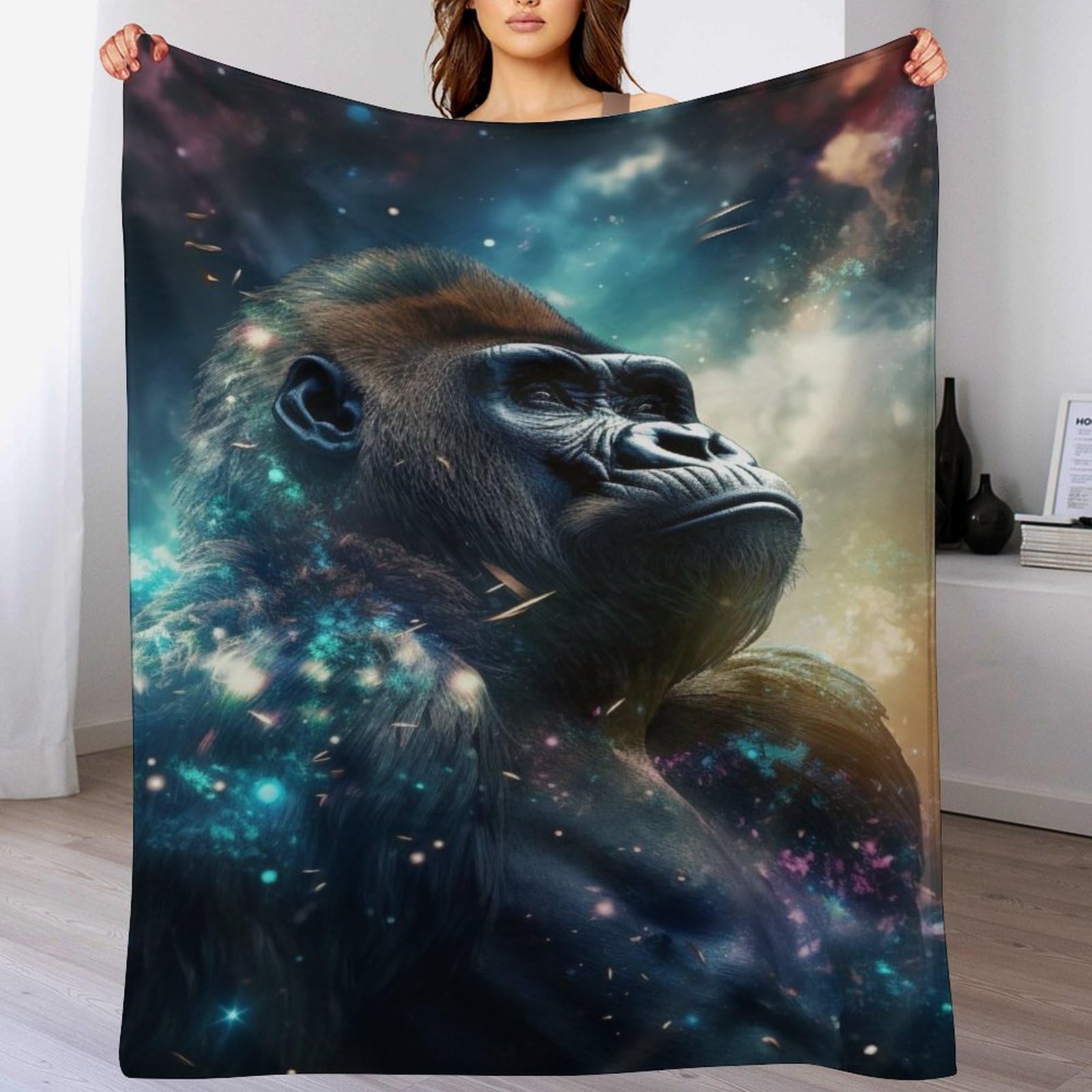 Couverture orang-outan respirante et douce en flanelle pour lit