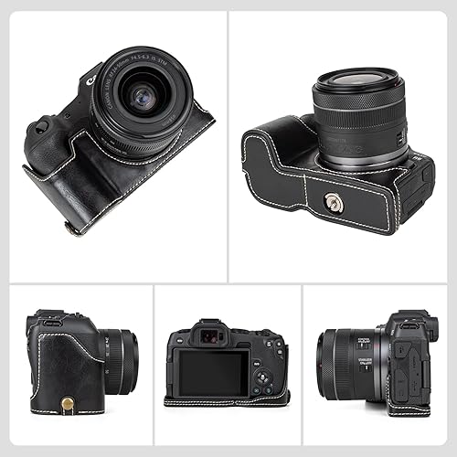 Miniatura 8 de MUZIRI KINOKOO Funda para cámara Canon EOS R8RP DSLR, estilo retro funda protectora de piel sintética con agarre de mano y diseño inferior de