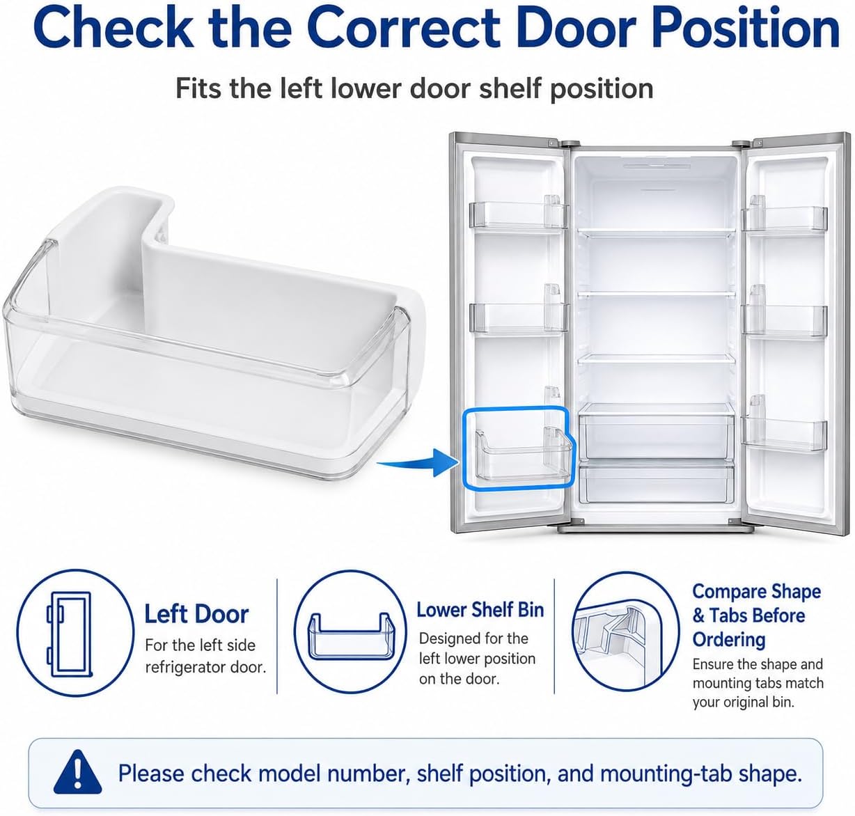 DA97-11483A Refrigerator Door Shelf Bin Replacement, Compatible with Sam-sung Refrigerators, Fits RFG297HDRS RFG298HDRS RFG297HDWP RFG29PHDRS, Replaces PS4176339 AP5272852, Left Door Bin Clear