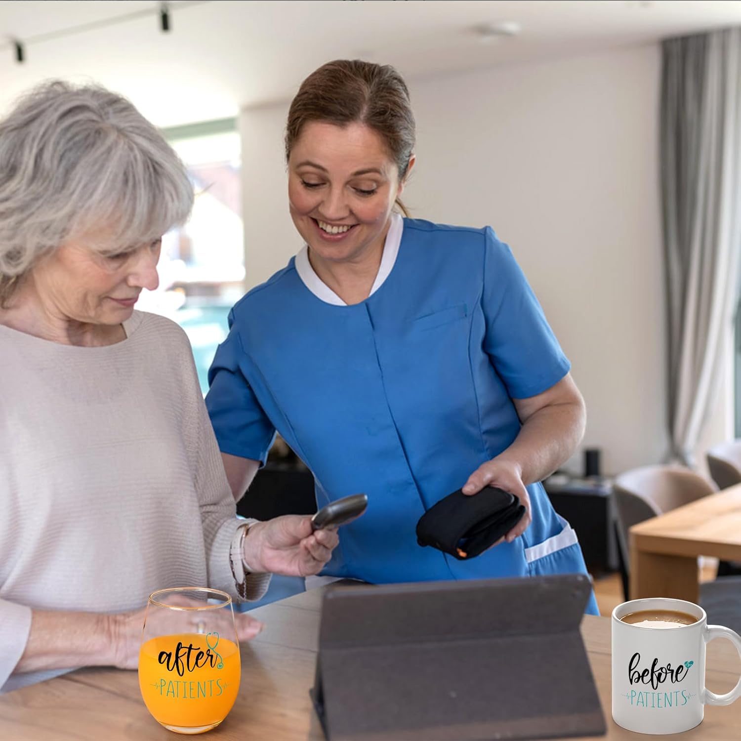 Futtumy Before Patients After Patients Set 11oz Coffee Mug 17oz Stemless Wine Glass 2oz Shot Glass Set for Women Nurse Doctor Hygienist Assistant Physician Dentist Dental, Nurse Gifts for Christmas - Image 4