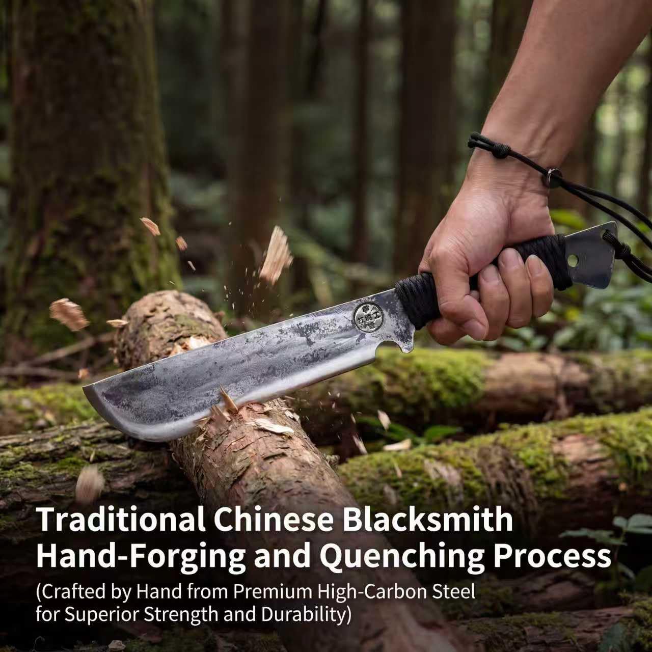 HONGYAN Fixed Blade Machete For Cutting Trees Heavy Duty, Full Tang Bushcraft Knife with Sheath, Survival Outdoor Hunting and Camping Gear, Yard Work Tools for Men
