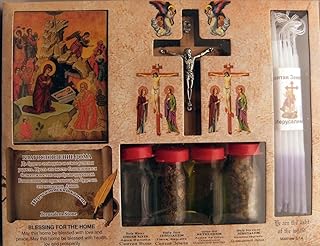 Souvenir Set w/Holy Water,Earth,Oil & Incense. Crucifix,Icon and Candles