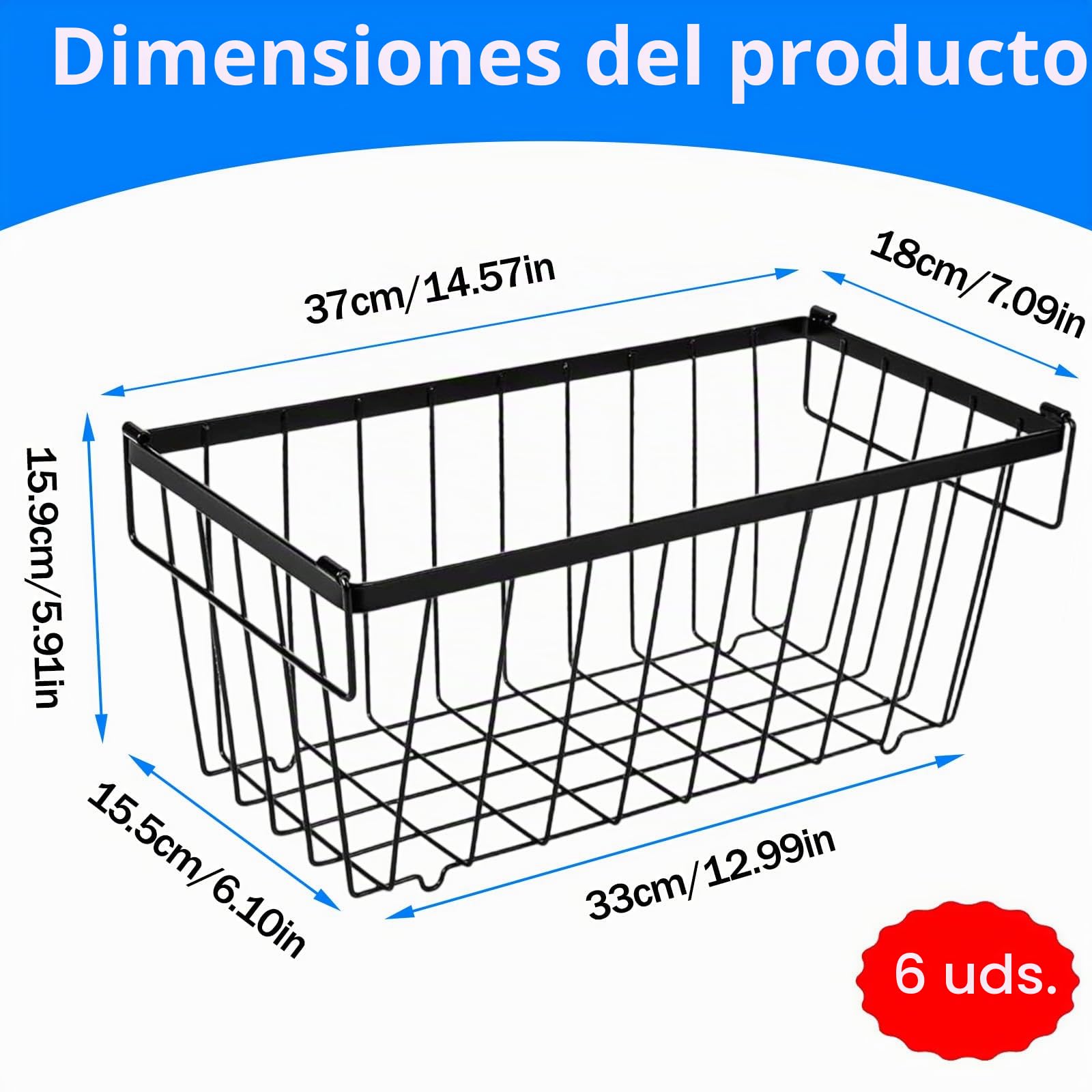 Juego De 6 Organizadores Apilables para Congelador con Asas | Base Antideslizante, Aptos Para Congelador O Frigorífico, Optimizan El Espacio De Almacenamiento