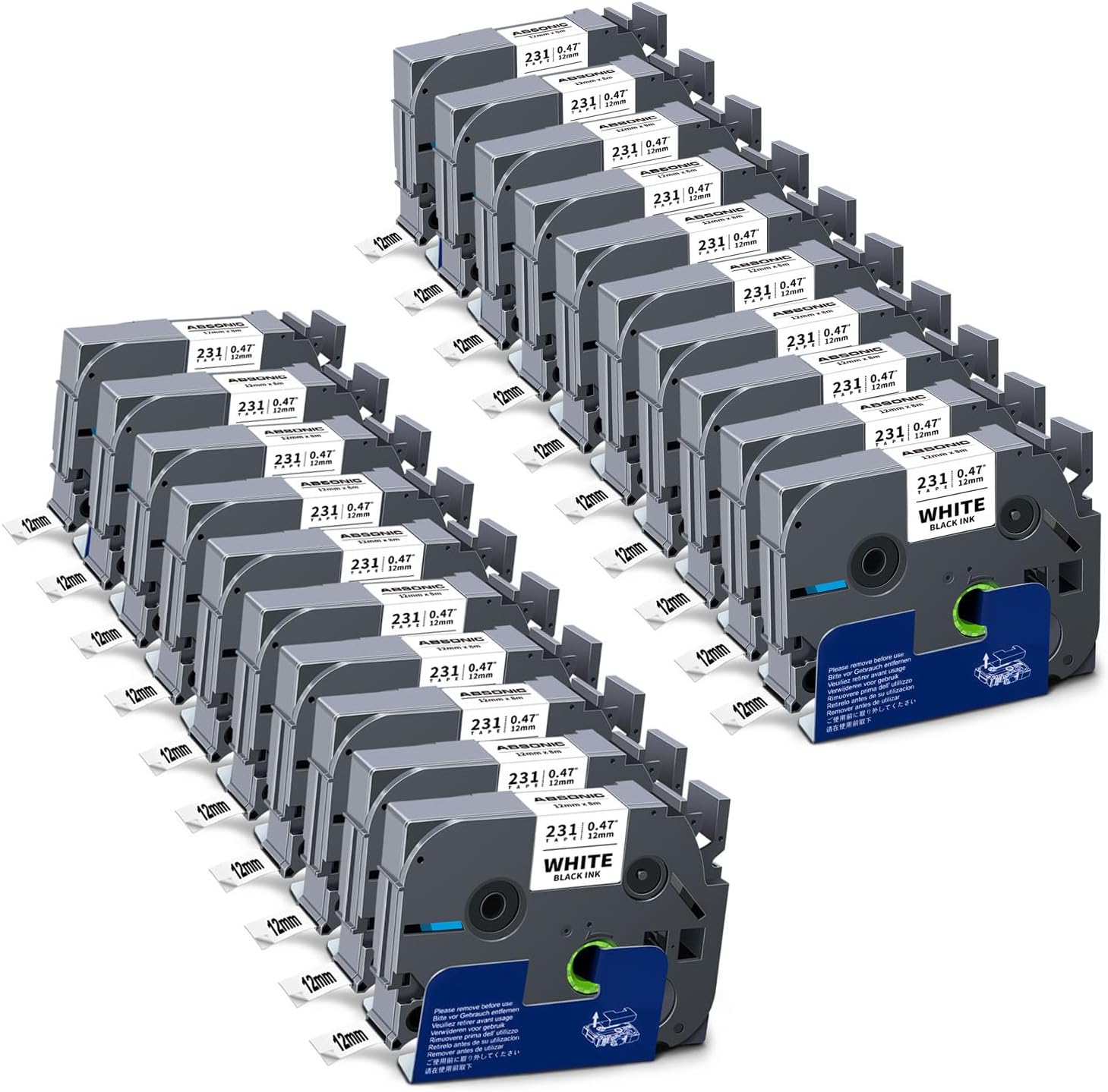 Absonic 20PK tze231 Label Maker Tape TZE-231 Compatible for Brother TZe-231 TZ-231 12mm 0.47 Laminated White 1/2 inch Tze Tz Label Refill for P Touch PTDPT-D200 PT-D210 PTH100 PT-D400 D410 D610 1280