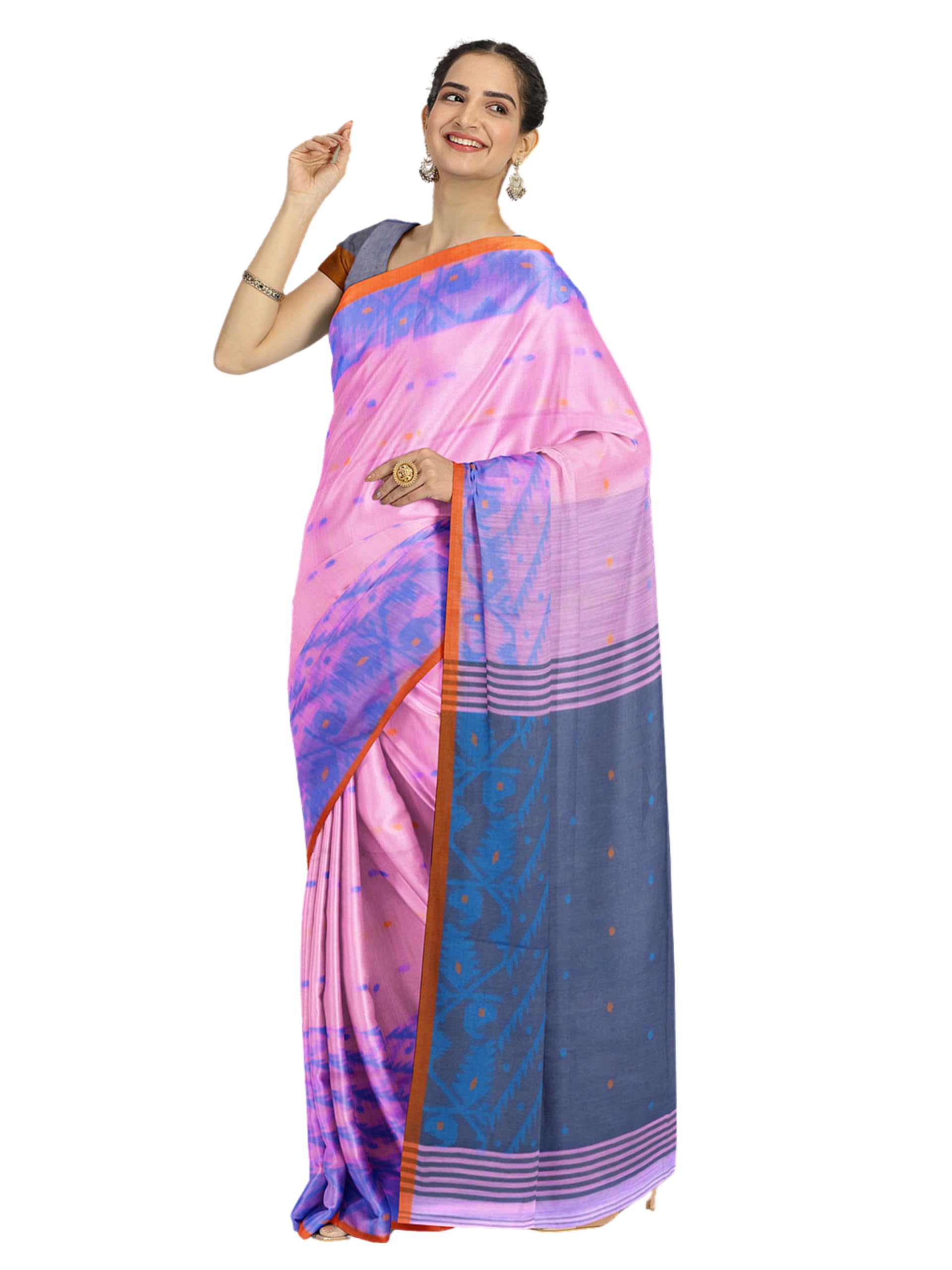 avishya Pure Cotton Bengal Handloom Saree| Ethnic Handwoven Ready to Wear Stylish Casual Saree | For Daily and Work Wear (Pink)-picture-5