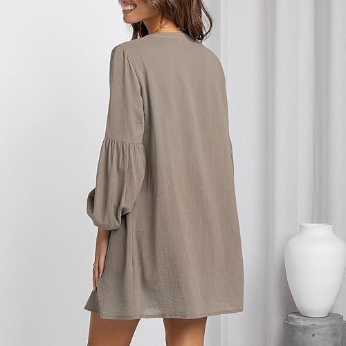 Miniatura 4 de LFEOOST Camisas de manga larga con cuello en V para mujer 2022, estilo casual, holgada, suave, cómoda, para otoño