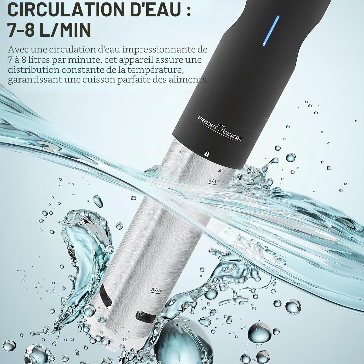ProfiCook® Sous Vide Stick | funzione yogurt, scongelamento in caldo | fino a 90°C | slow cooker | morsetto di fissaggio | display tattile | alloggiamento in acciaio inox | PC- SV 1126