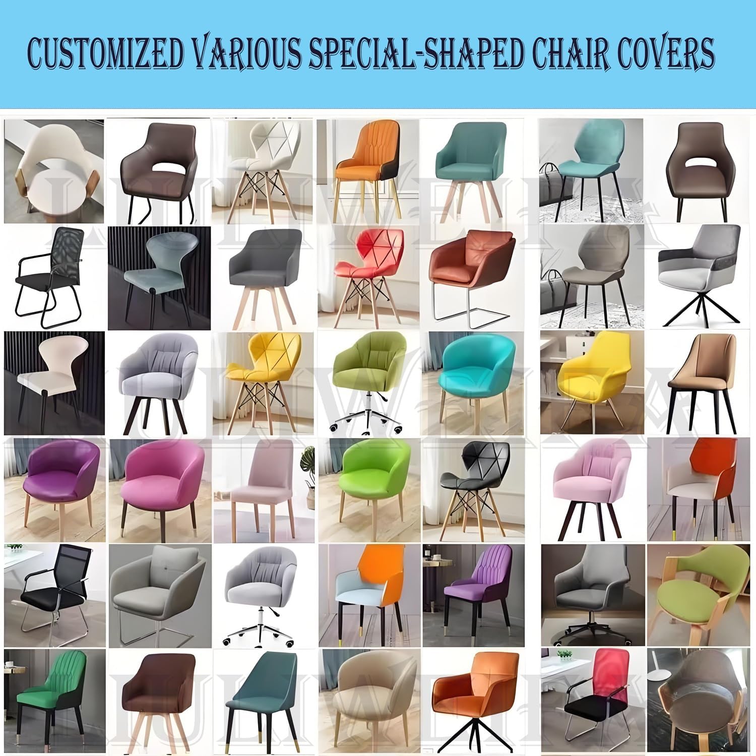 LIULIWEIFA Customize Stretch Dining Room Chair Cover Set of 2/4 Curved Round Back,Irregular Swivel Dining Chair Bar Stool Slipcover with Arms Modern Kitchen Chair Protector