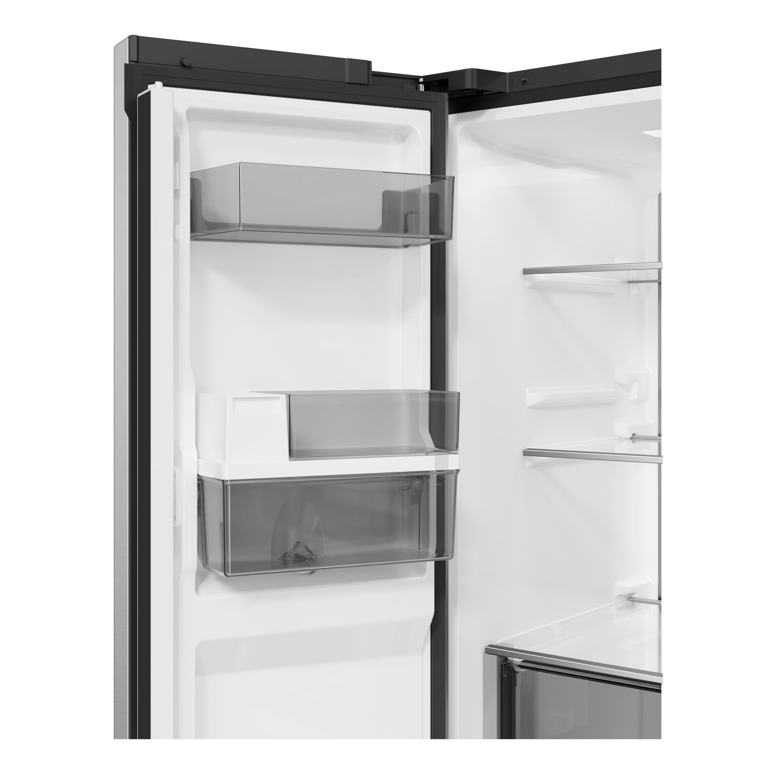 Haier Frigorífico Americano con Dispensador de Agua, Inox [HCR58S18CWMM] | Capacidad 523L, 4 Puertas, 83 An. x 185 Al. cm, Total No Frost, Motor Inverter, Magic Zone, Active Fresh Zone