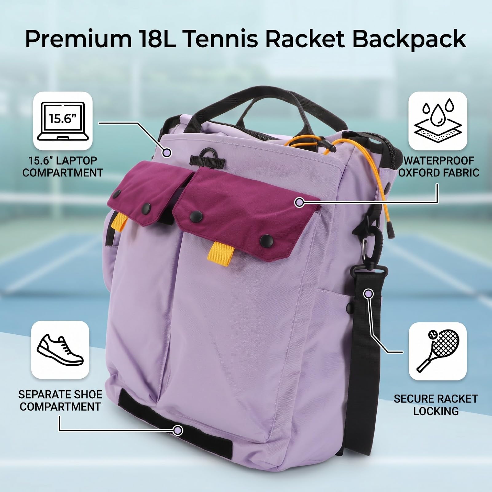Cryfokt Tennis Racket Backpack with Laptop Compartment