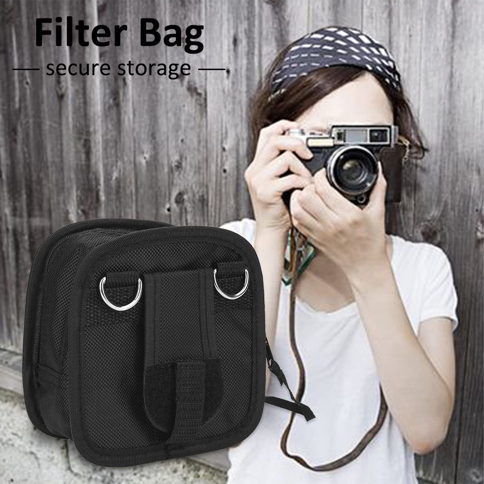 POCREATION 9 Slots Filter Bag, Nylon Case Camera Accessory with Shoulder Strap, for Filters 25-95mm