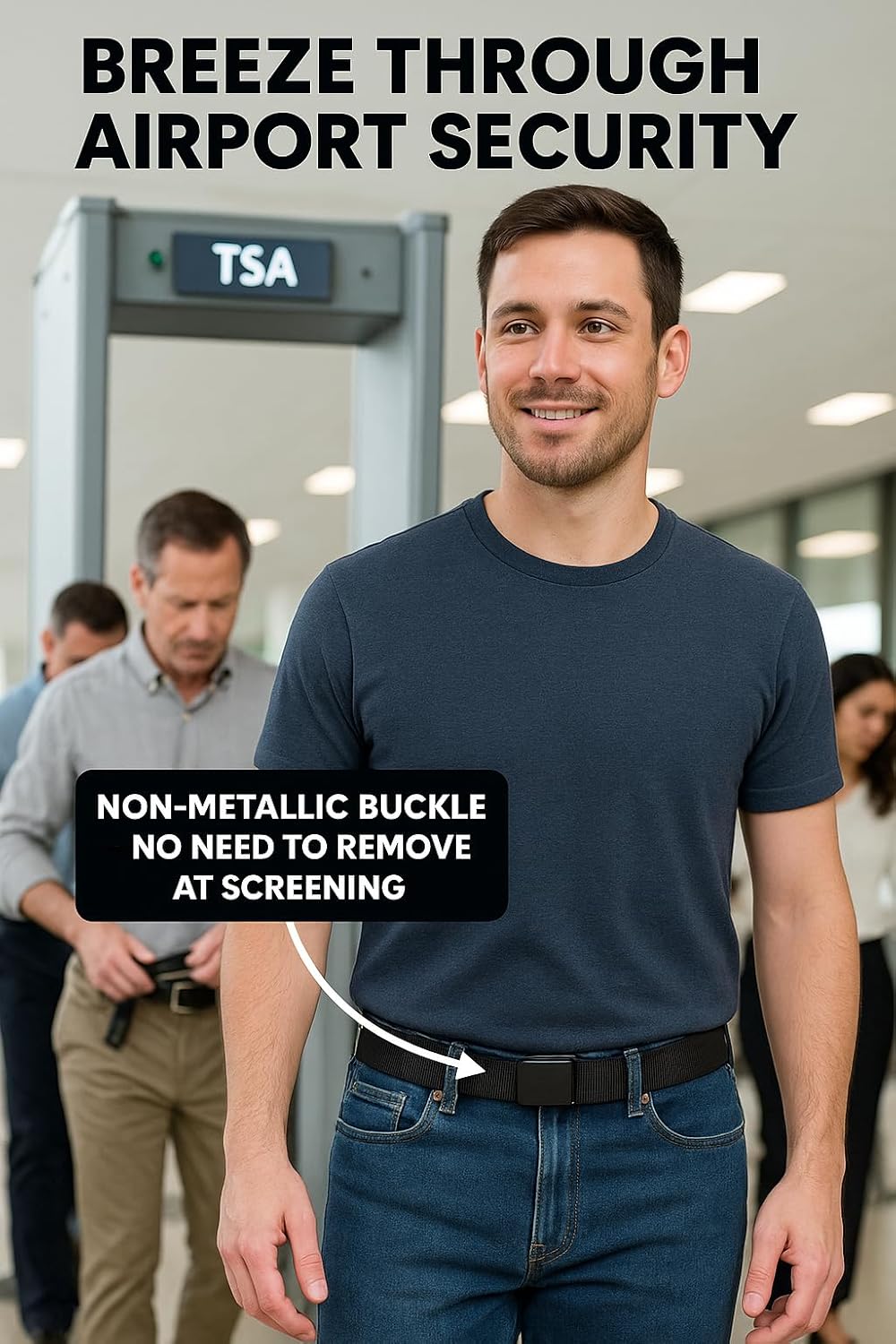 Security Money Belt with Hidden Money Pocket - Nylon Tactical Belt for Men & Women with Nonmetalic Buckle - Security Money Belt for Valuables, Cash, Passport - Cashsafe Anti-Theft Wallet Size Medium - Image 3