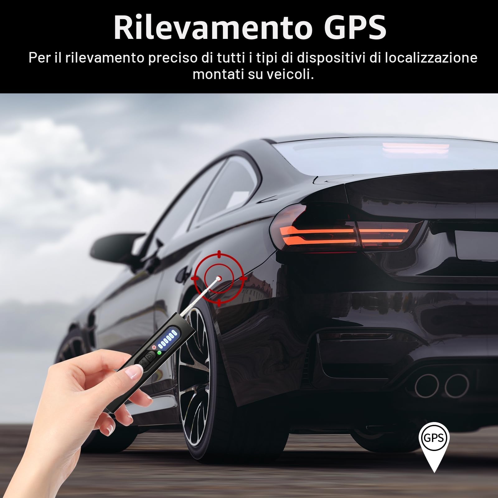 Rilevatore Microspie Senza Fili 4 in 1 - Detecțeur Telecamere Nascoste, GPS, RF e GSM, Rivelatore di Dispositivi di Ascolto, Rilevatore di insetti con 5 Livelli di Sensibilità per Hotel, Ufficio, Casa