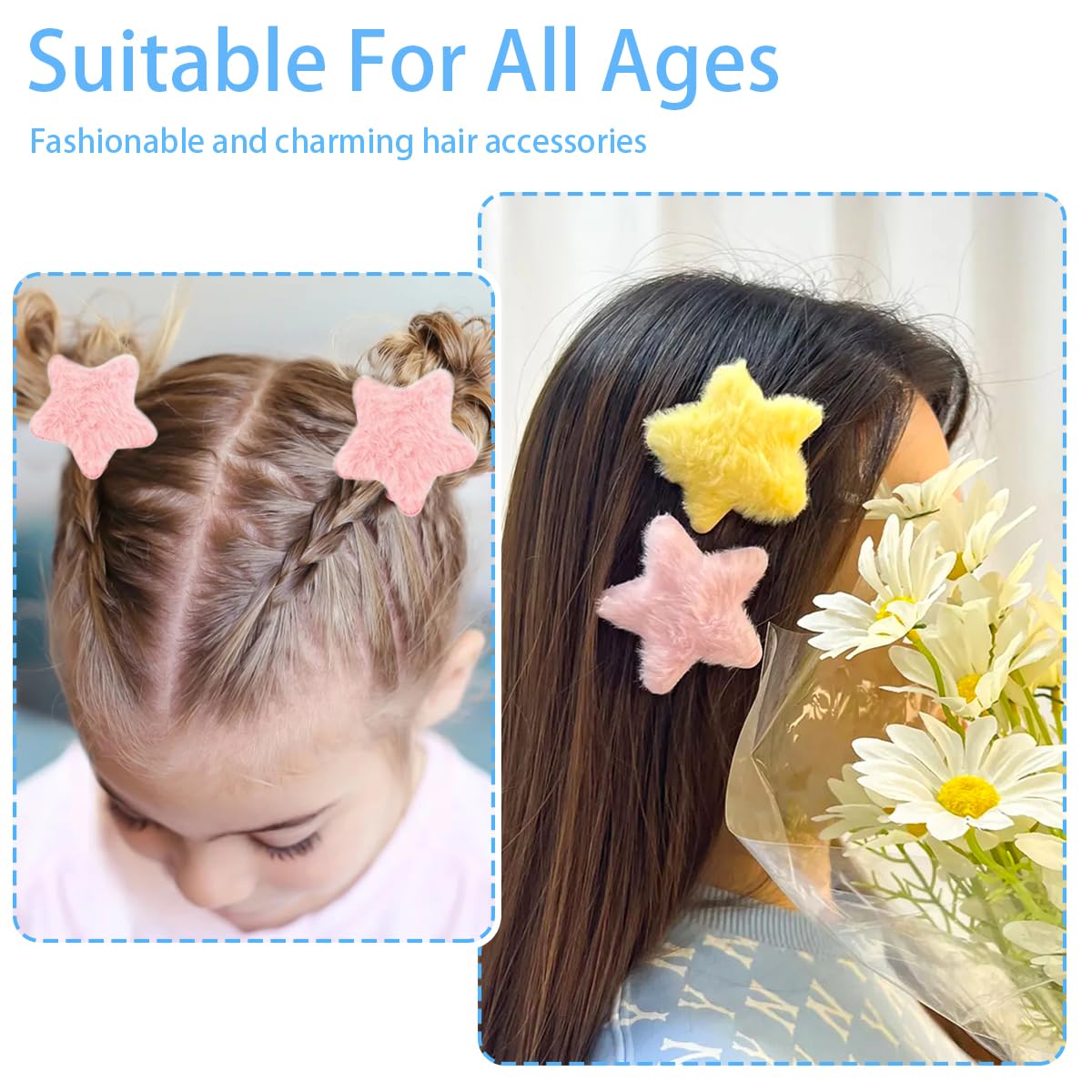 Amazon.co.jp: ふわふわスターヘアクリップ イエロースターヘアピン