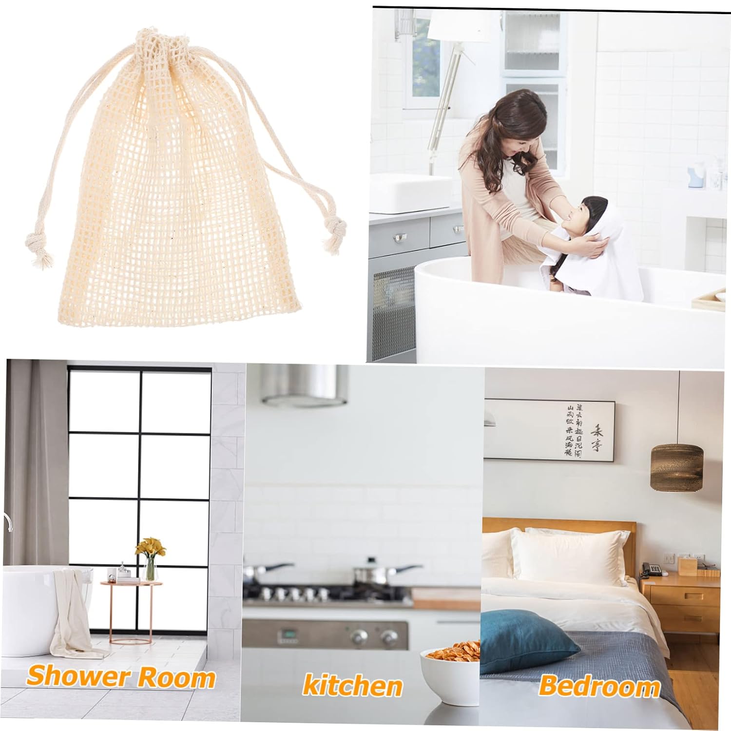 5Pcs Linen Soap Pouch Bathing Supply for Exfoliating and Creation Portable and Lightweight Soap Saver for Travel and Daily Use