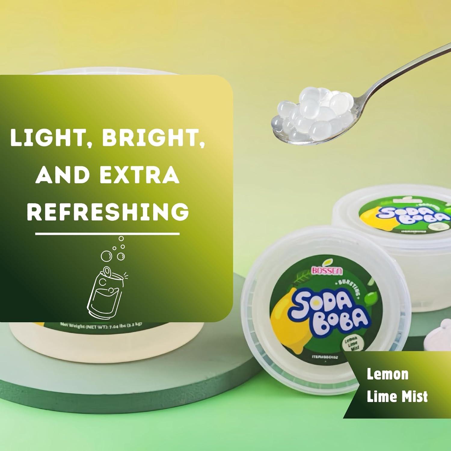 Soda Flavored Popping Boba Pearls Variety for Mocktails, Sodas and Bubble Tea Made in Taiwan 1 lb per pack (3 tubs, Soda Lemon Lime)