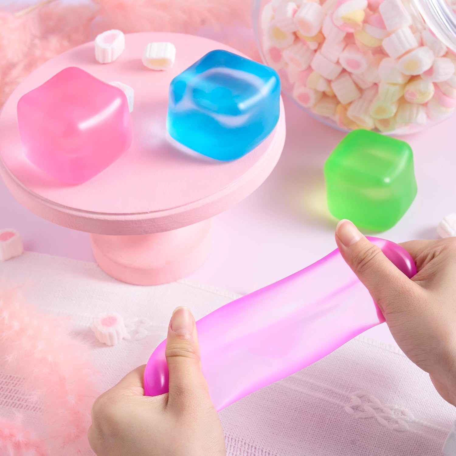 JOYIN 4 Pack Stress Cube, 2'' High Density Cube Fidget Toy, Stress Relief with Slow Rising Sensory Squishy Toys for Kids Adults, Birthday Gifts, Party Favors, Classroom Prizes for Boys Girls