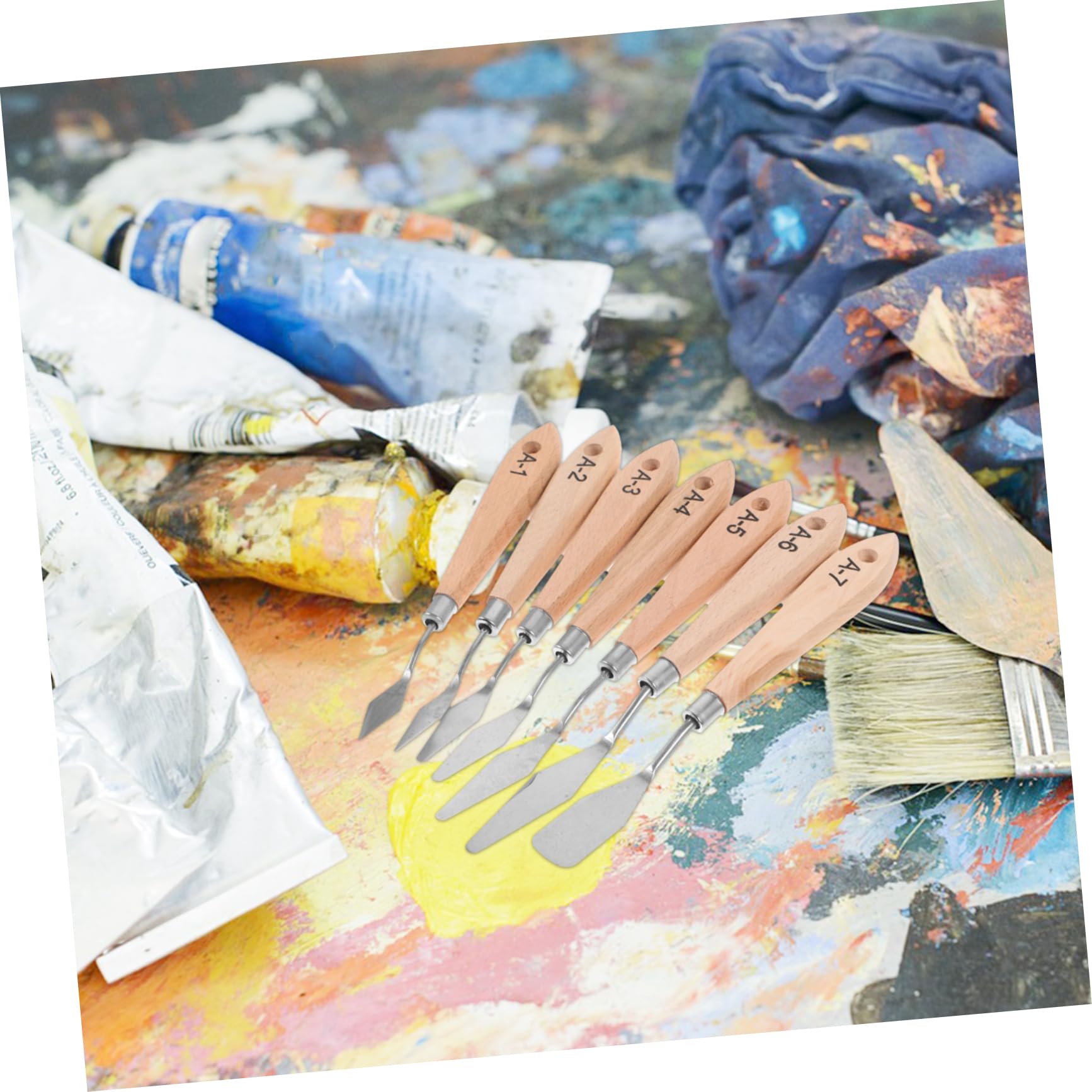 ARTIBETTER 2 Set Set Di Per Pittura A Olio Coltello Da Pittura Raschietti Per Vernice Strumento Di Miscelazione Della Pittura Strumenti Di Pittura Per Pittori Di Legno 7 Pezzi*2
