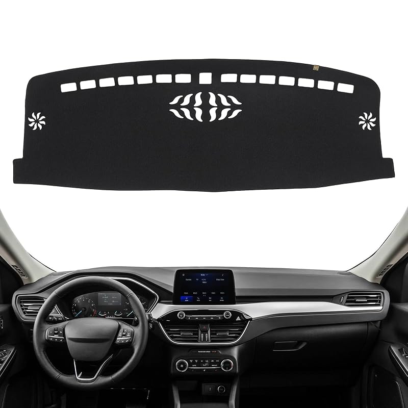 Capa para Painel do Ford Escape 2020 a 2024 sem HUD, tapete antirreflexo em poliéster com fixação antiderrapante KEYOOG, preta, 1 unidade