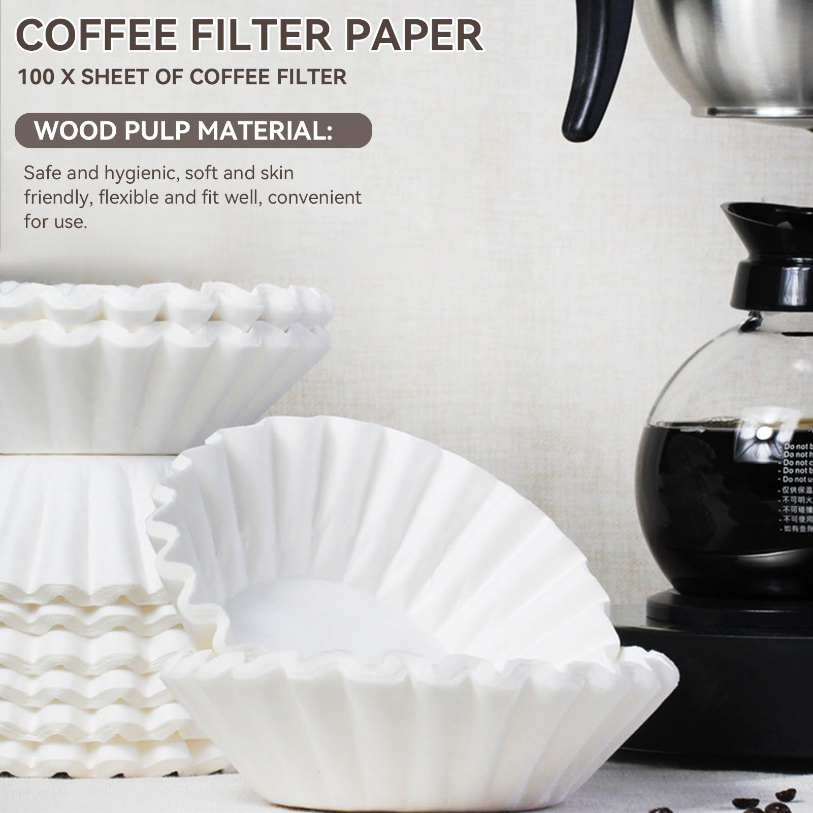 Filtri Caffe Americano, Coffee Filter Paper, Come Una Ciotola Sostituzione Dei Filtri Di Carta Da Caffè Usa E Getta Accessorio Di Ricambio Per Carta Da Filtro Per Caffè Per Caffettiera(100)