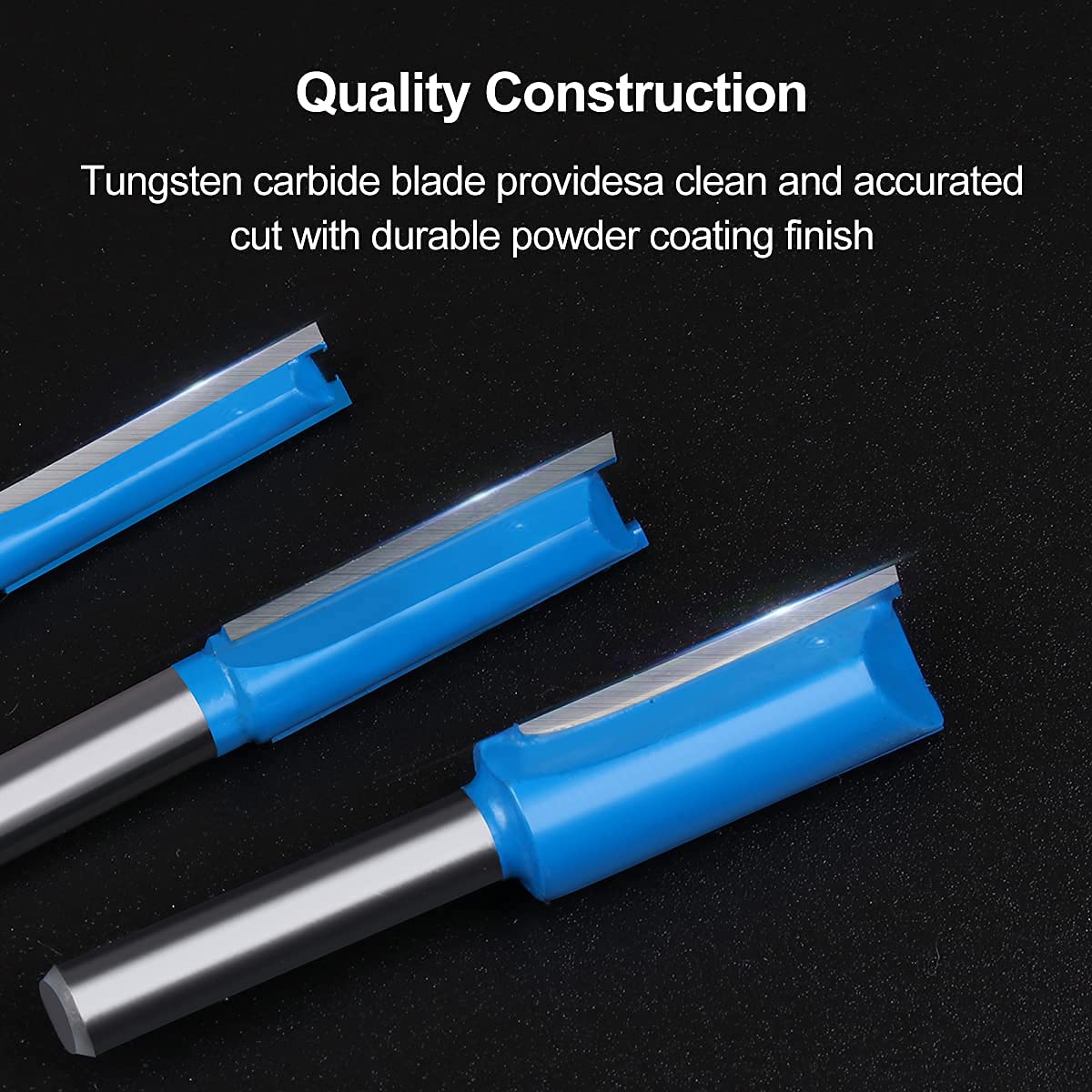 1/4 Straight Router bit Set, Newdeli Double Flute Straight Bit Set in Carbide Tipped, Woodwork Carbide Wood Milling Cutter Woodworking Tools - - 