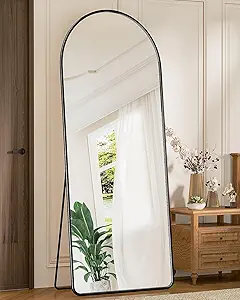 Full Length Mirror, 65"x24" Floor Mirror Freestanding, Floor Standing Mirror Full Body Mirror with Stand for Bedroom, Hanging Mounted Mirror for Living Room Cloakroom, Black