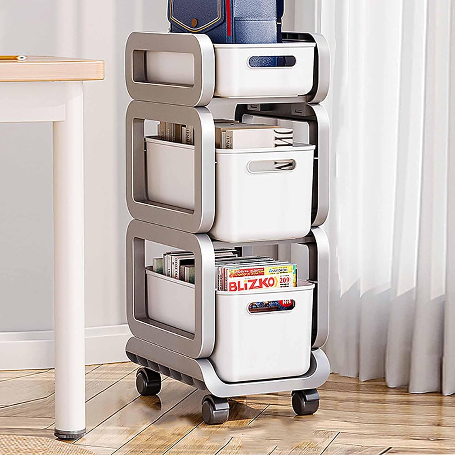 Rolling Cart with Drawers Laundry Room Storage Office Storage Shelf Under Desk Organizer Rolling Storage Cart for Kitchen Bathroom