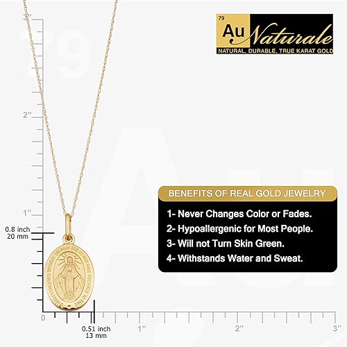 Miniatura 5 de Collar de cadena ovalada de 14 quilates con cuerda de medalla milagrosa de 0630in 18 pulgadas de oro amarillo de 0630in Oro No es una piedra preciosa