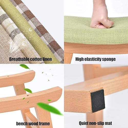 Miniatura 4 de Taburete otomano de madera maciza, taburete pequeño, banco de zapatos de cambio creativo con patas de madera, sofá, reposapiés, asiento adicional