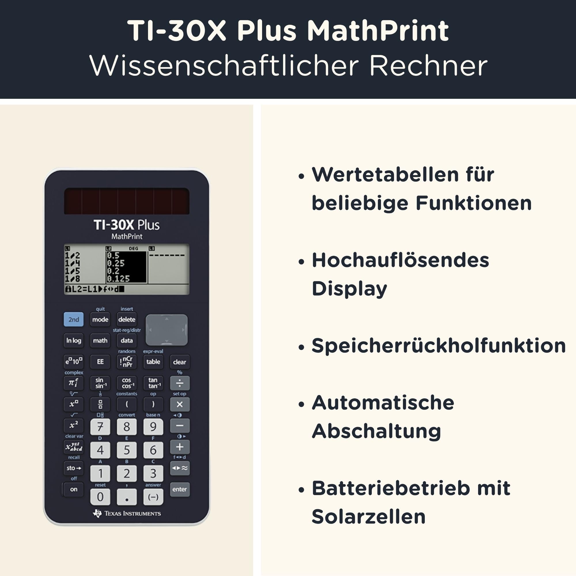 WYNGS TI-30X Plus MathPrint Taschenrechner Schwarz Basic Set