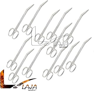 LAJA IMPORTS Stainless Steel Iris Scissors, Angled, Grade, 4.5