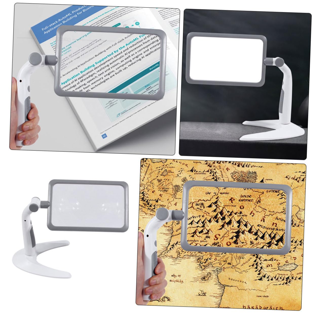 Lupa Luz LED 48 Luces, Aumento 2, 5X, Abs Acrílico | Portátil de Mano y Sobremesa, Luz Fría y Cálida Regulable, para Lectura y Dibujo, 3 Pilas Aaa No Incluidas