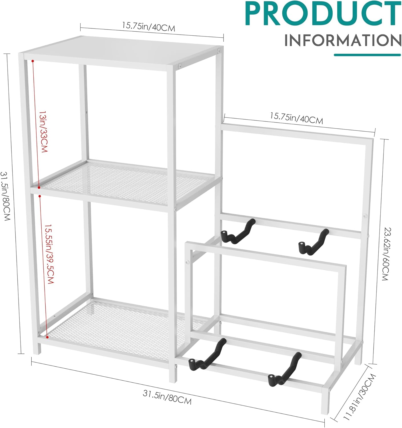 VGMiu Guitar Rack Multi Guitar Stand for Multiple Guitars, Multiple Guitar Rack Holder White Shelf for Acoustic, Electric Guitar, Bass, Record Player, Guitar Display Stand for Home Music Studio 31.5"H x 11.8"W x 31.5"L White