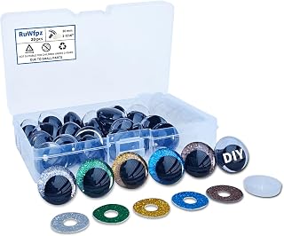 RuWfpz Glitter Safety Eyes for Crocheting Amigurumi 30mm 3D Large 5 Colors