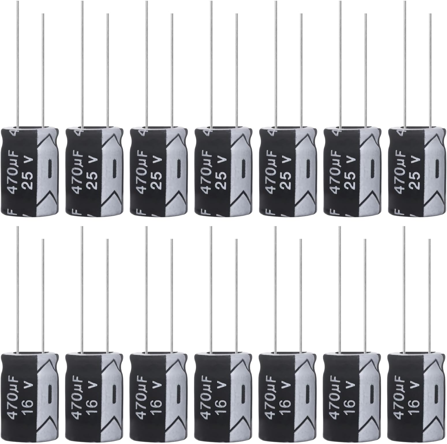 470uF 25V 8x12mm Electrolytic Capacitor 470 UF MFD 25 Volt 0.32x0.47in Aluminum Capacitors (Pack of 15)