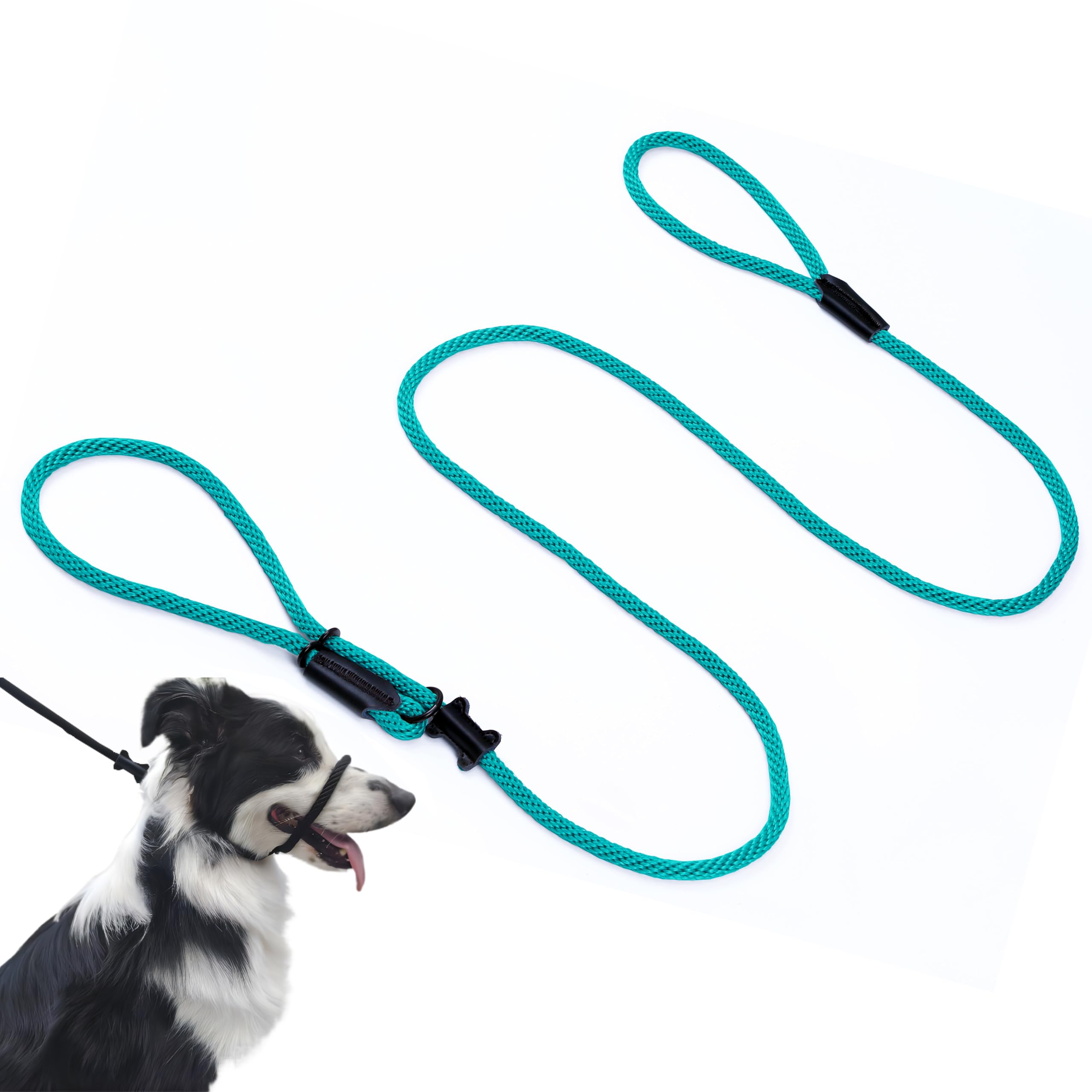 Multifunctional Figure 8 Padded Head Halter Walking Training Leather Stopper Slip Lead Dog Rope Leash (Light Blue M) โ image 1