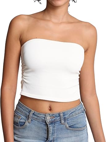 Tube Tops for Women Strapless Bandeau Sleeveless Crop Top Basic Backless Summer Going Out Tank Top