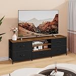 Meuble TV avec tiroirs, table console à 3 niveaux, meuble de télévision pour TV jusqu'à 65 pouces, centre de divertissement avec rangement et étagères ouvertes, meuble de divertissement TV pour le salon