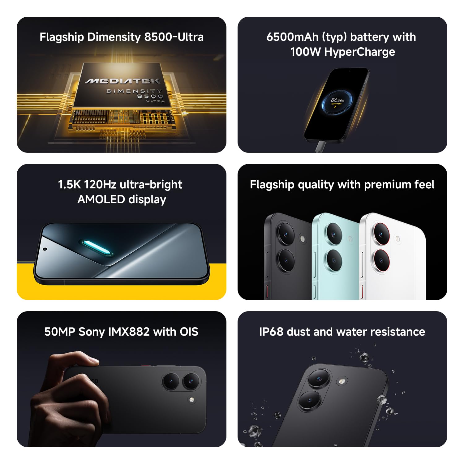 POCO X8 Pro Max, Smartphone 12+256 GB, Flagship Dimensity 9500s, 8500mAh (typ) battery, ultra-bright AMOLED display, 50MP Light Fusion 600 with OIS, Blue, 1 year extra warranty, Charger Not Included — view 17