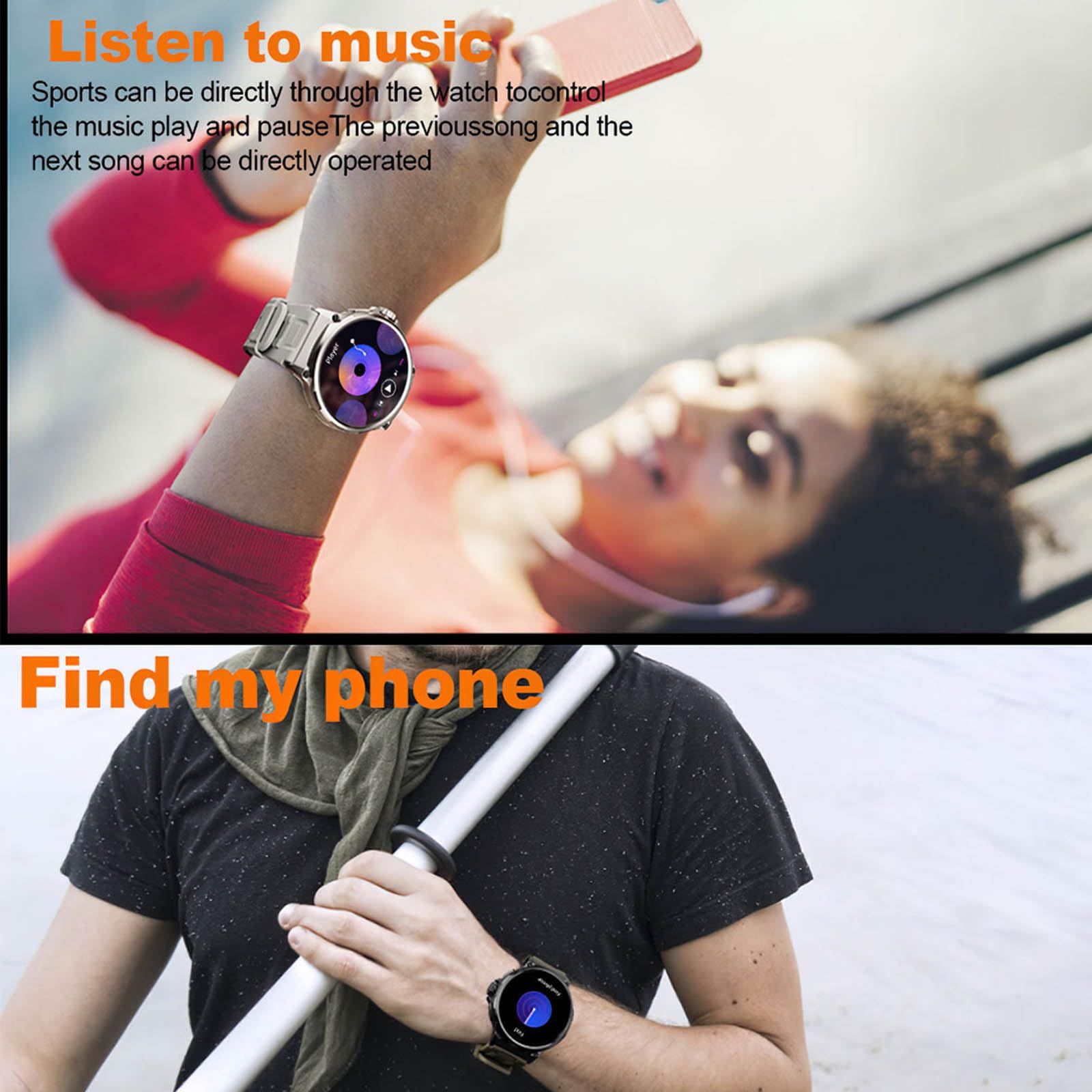 1,85" Okrągły Smartwatch HD Dla Mężczyzn (wykonywanie/odbieranie Połączeń), Bateria 710 MAh, Taktyczny Z Funkcją Śledzenia Kondycji Dla Systemu Android IOS, Wodoodporny Zegarek Cyfrowy IP68,B