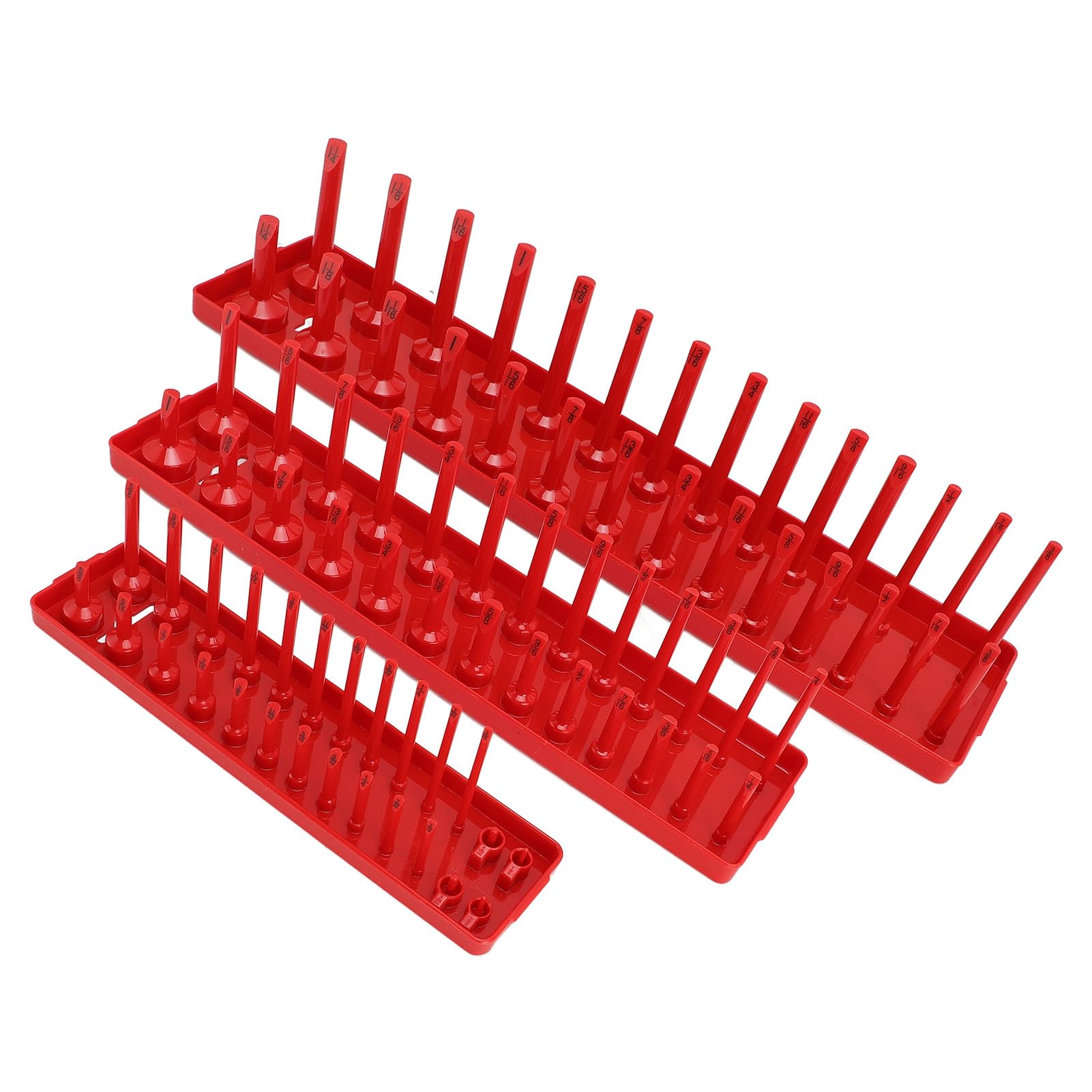 Bandejas para cajas de herramientas rojas en juego de 3 piezas de plástico con columnas