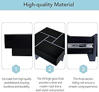 Vista 5 de P PURLOVE Mesa auxiliar para sala de estar, mesa de cóctel cuadrada con 4 compartimentos de almacenamiento ocultos y mesa deslizante extensible