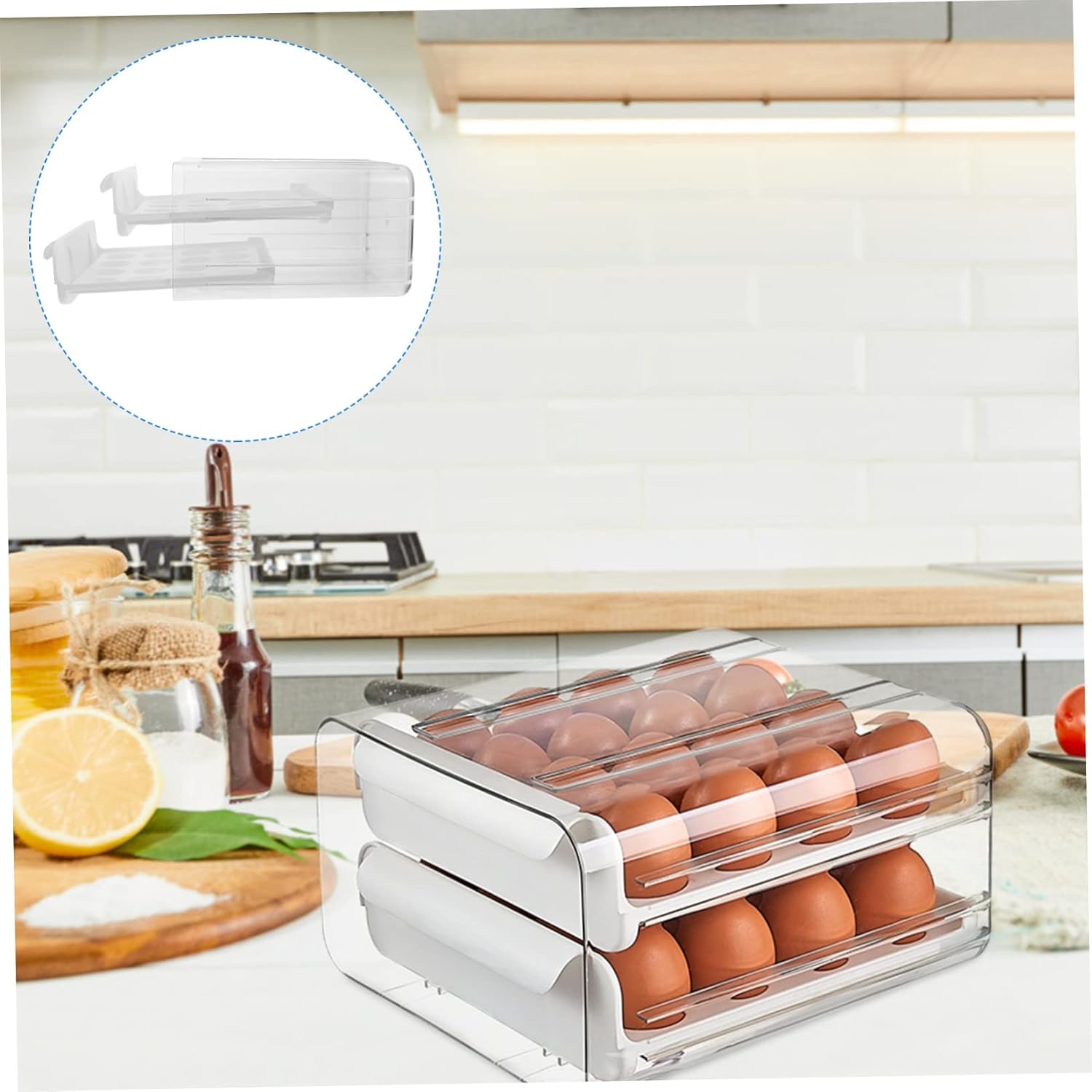 Gadpiparty 1pack Egg Carton Storage Case Compartment Drawer Egg Organizer for Refrigerator