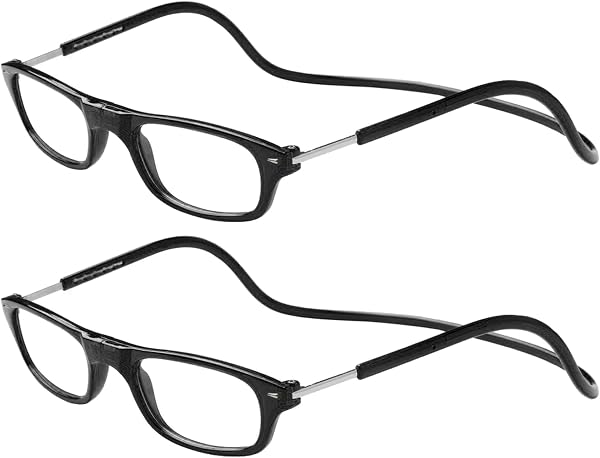 TBOC Pack: Gafas de Lectura Presbicia Vista Cansada – (Dos Unidades) Graduadas +3.50 Dioptrías Montura Negra Hombre Mujer Imantadas Plegables Lentes Aumento Leer Ver Cerca Cuello Imán - 1