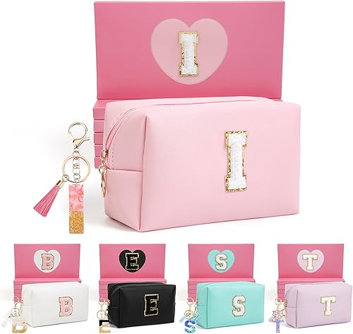 Miniatura 106 de Regalos de cumpleaños para mujeres y ella, bonita bolsa de maquillaje de viaje, bolsas de cosméticos de gran capacidad para mujeres, bolsa de Rosa