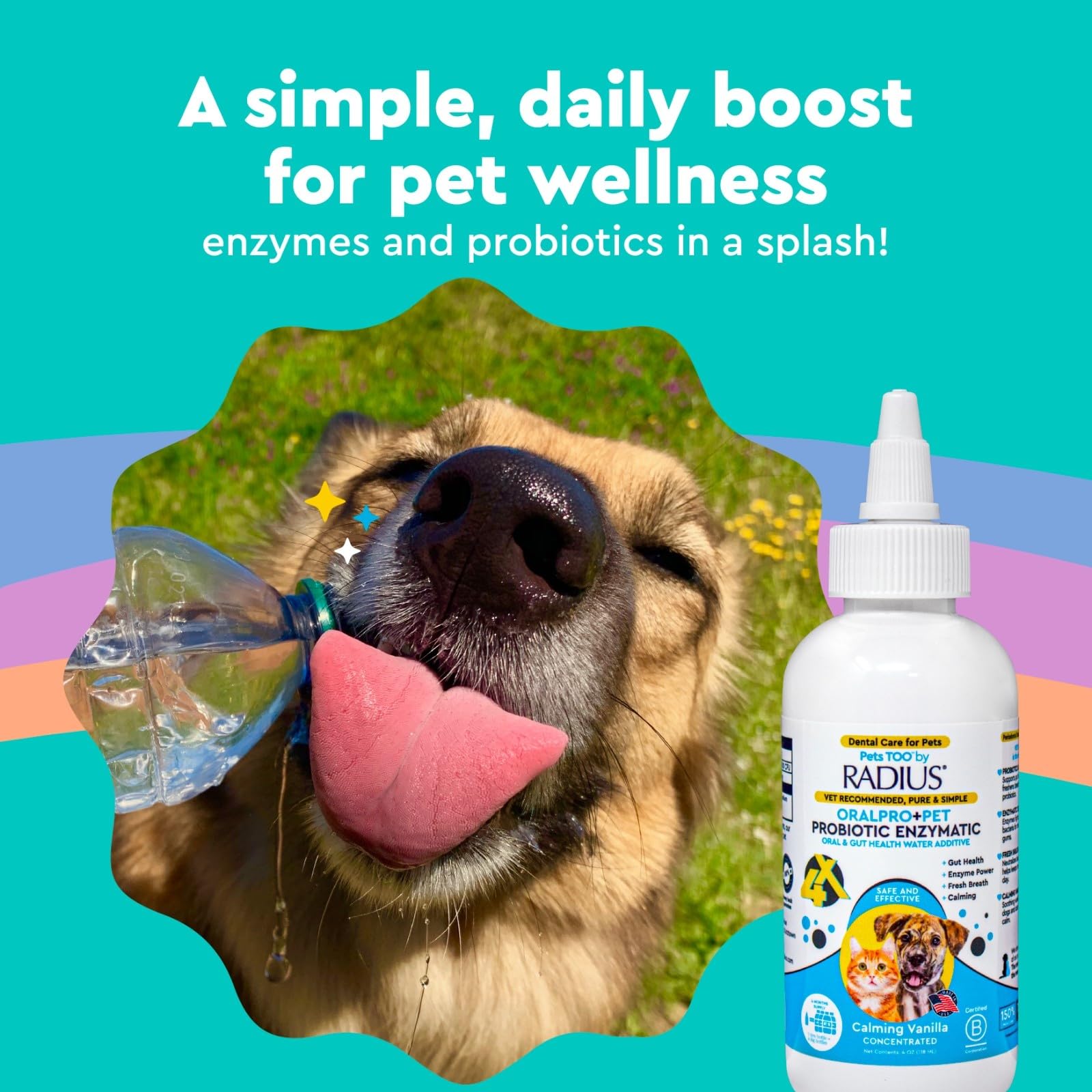 RADIUS OralPro+ Pet Probiotic Dental Water Additive (Enzymatic), Concentrate, 4 OZ, 2 Pack Pet Water - image 6