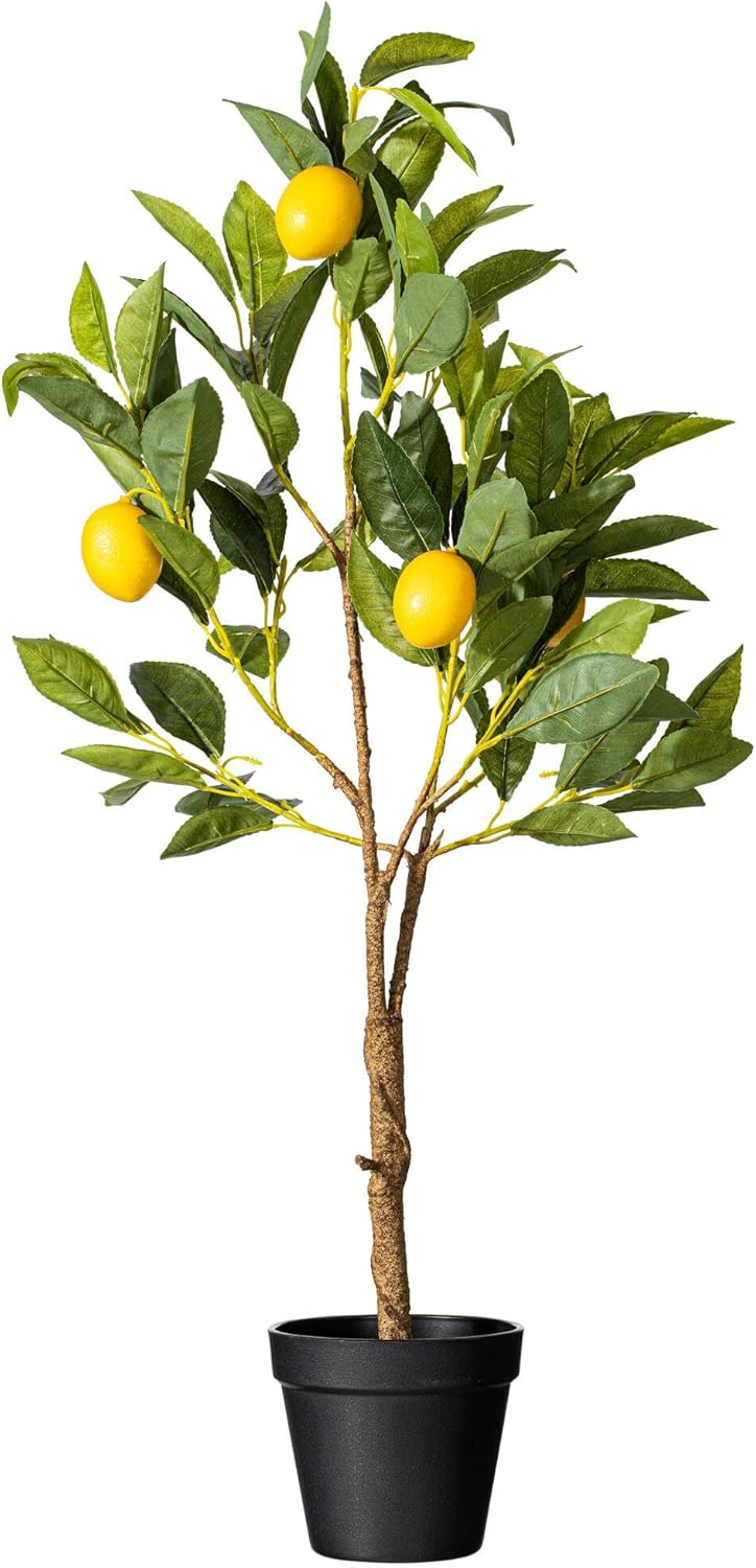 Vickerman Everyday 28" Artificial Potted Lemon Tree - Lifelike Home Or Office Decor - Premium Faux Potted Tree with Real Touch Leaves - Maintenance Free