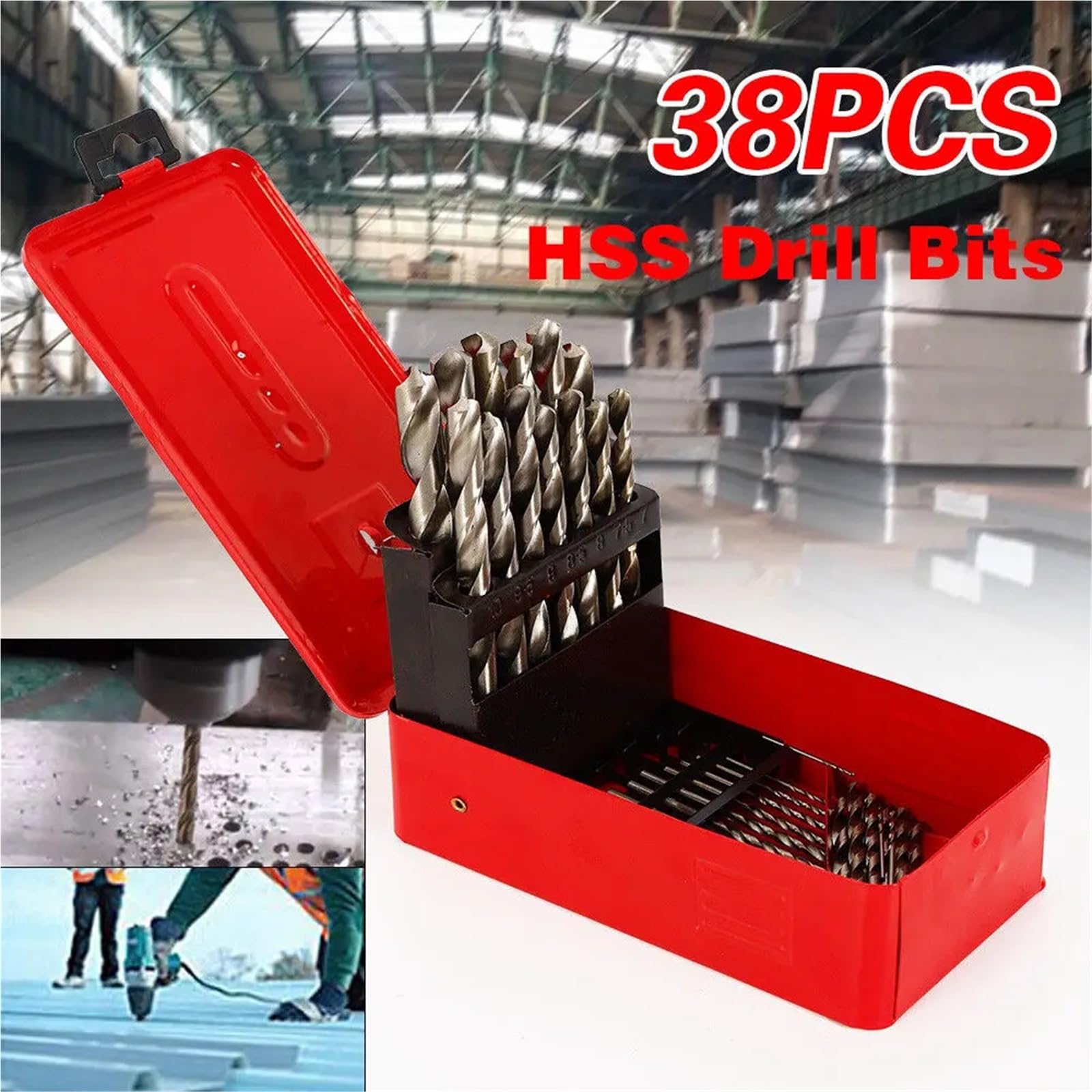 Juego de brocas para taladro rotativo Juego de brocas métricas HSS 38 piezas 1 a 13 mm con punta acero alta velocidad y cobalto + estuche
